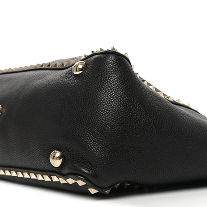 Vitello Medium Rockstud Tote Black