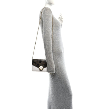 Vitello Cruise F is Fendi Bi-Color FF 1974 Embossed Medium Envelope Wallet On Chain Maya Black White