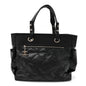 Coated Canvas Quilted Large Paris Biarritz Tote Black
