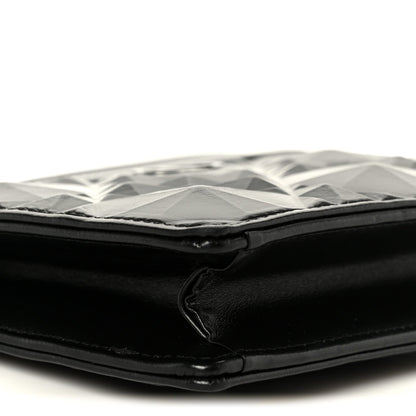 Calfskin Macrocannage Diamond Caro Zipped Pouch With Chain Black