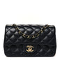 Lambskin Quilted Mini Rectangular Flap Black