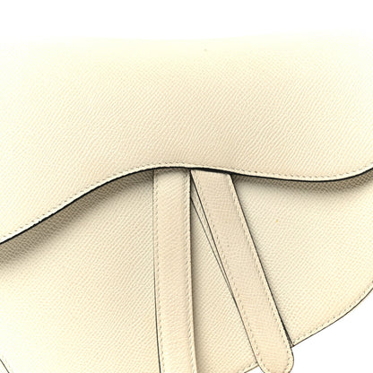Grained Calfskin Saddle Bag White