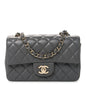 Lambskin Quilted Mini Rectangular Flap Grey