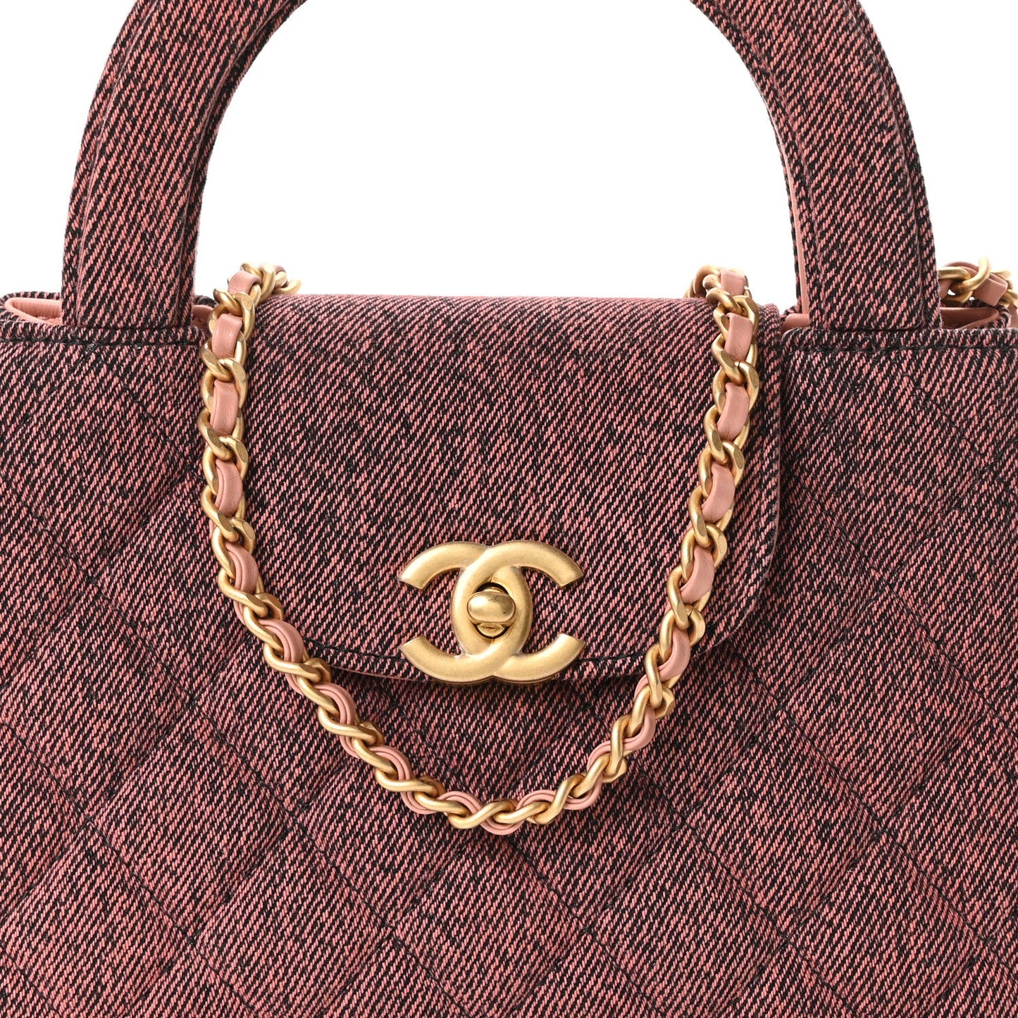 Denim Quilted Nano Kelly Shopper Orange Black