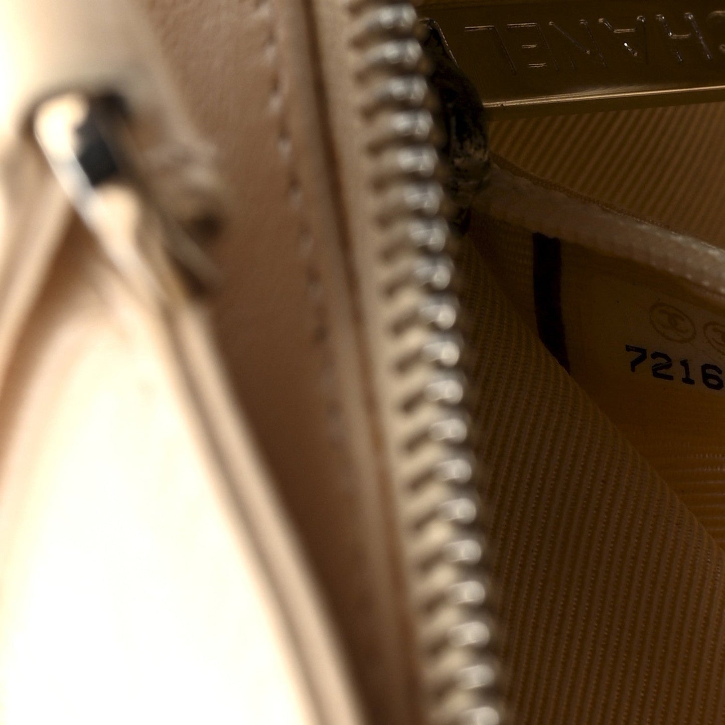 Lambskin Quilted CC Chocolate Bar Barrel Bag Beige