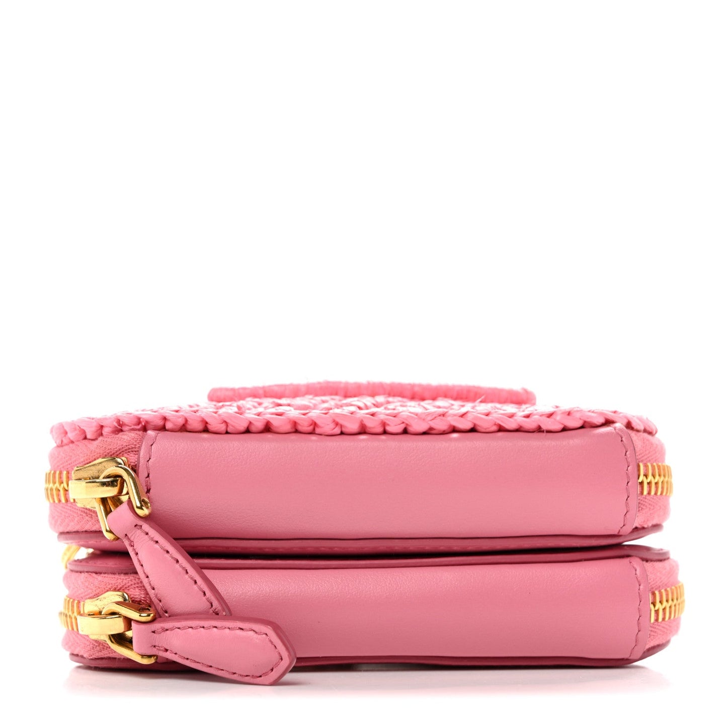 Raffia Calfskin Crochet Logo Embroidered Mini Triangle Pouch Petalo