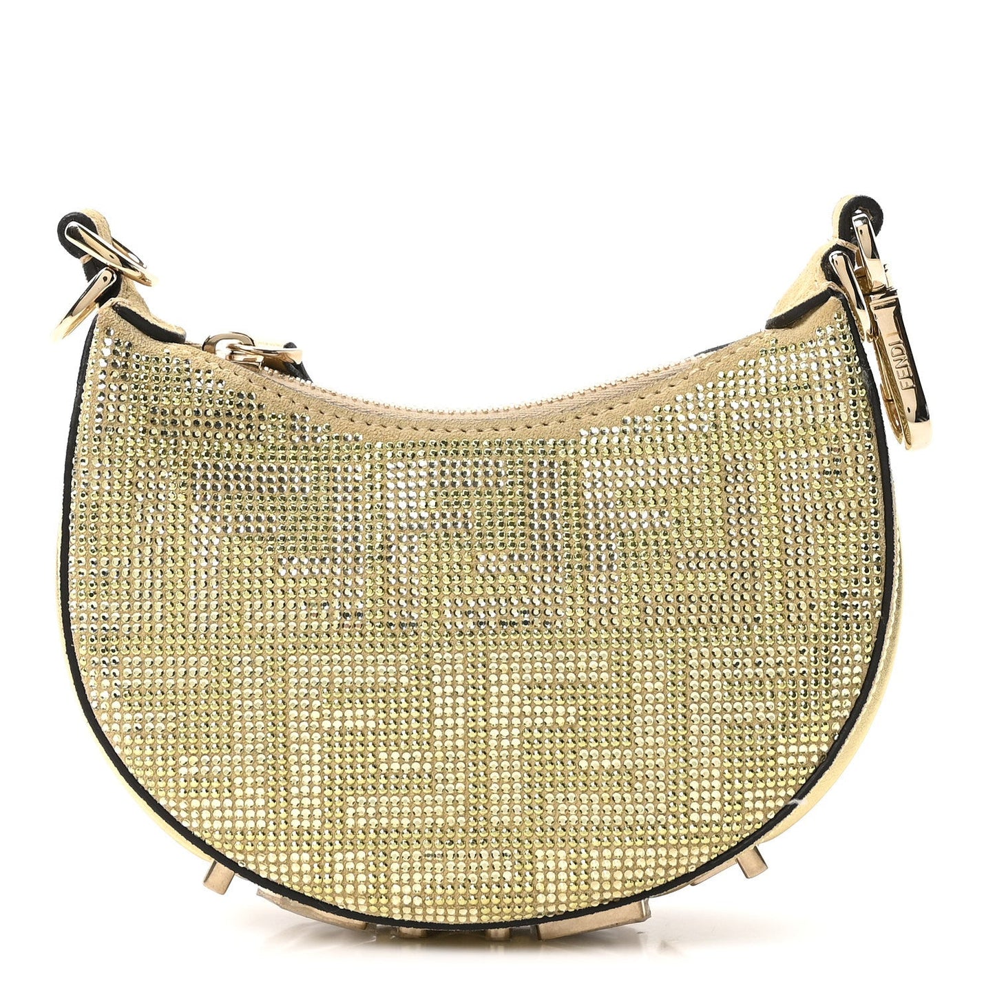 Crystal Vitello Laminato Suede FF Nano Fendigraphy Hobo Bag Platino