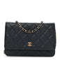 Caviar Quilted Wallet on Chain WOC Navy Blue