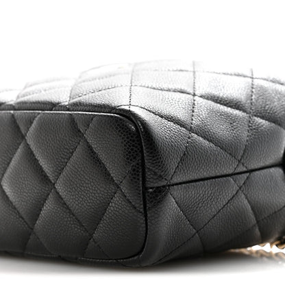 Caviar Quilted Hobo Clutch With Chain  Black