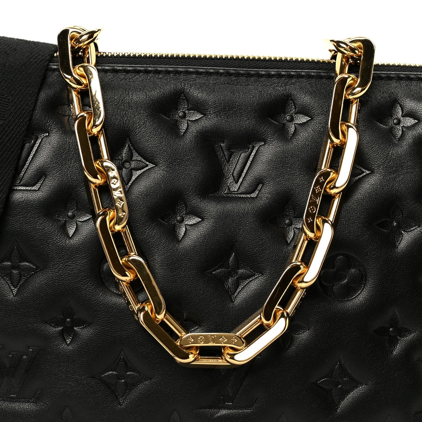 Lambskin Embossed Monogram Coussin PM Black