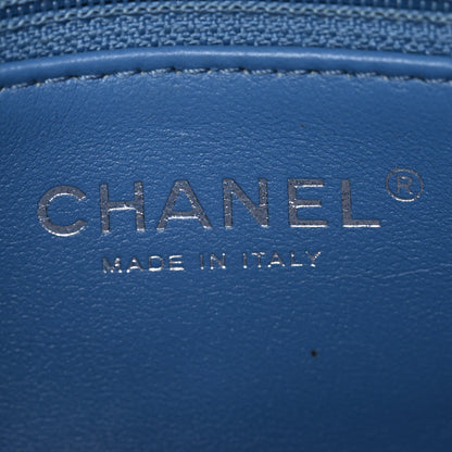 Denim Quilted Camellia Sweetheart Mini Flap Blue