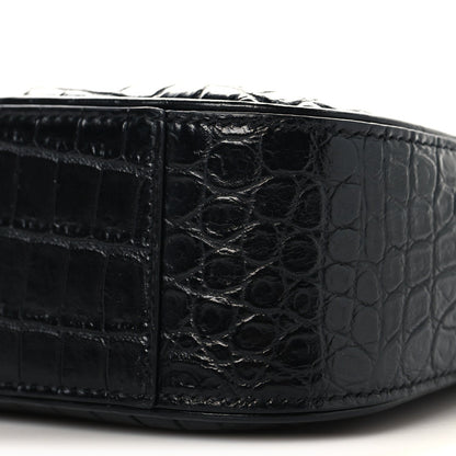 Calfskin Crocodile Embossed Le 5 A 7 Hobo Black