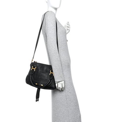 Calfskin Medium Marcie Satchel Black