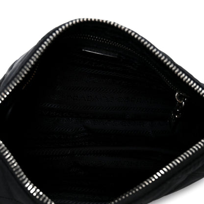 Nylon Tessuto Impuntu Quilted Crossbody Bag Black