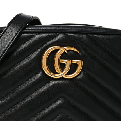 Calfskin Matelasse Mini GG Marmont Chain Shoulder Bag Black