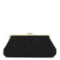Tweed Quilted Kiss Lock Clutch Black