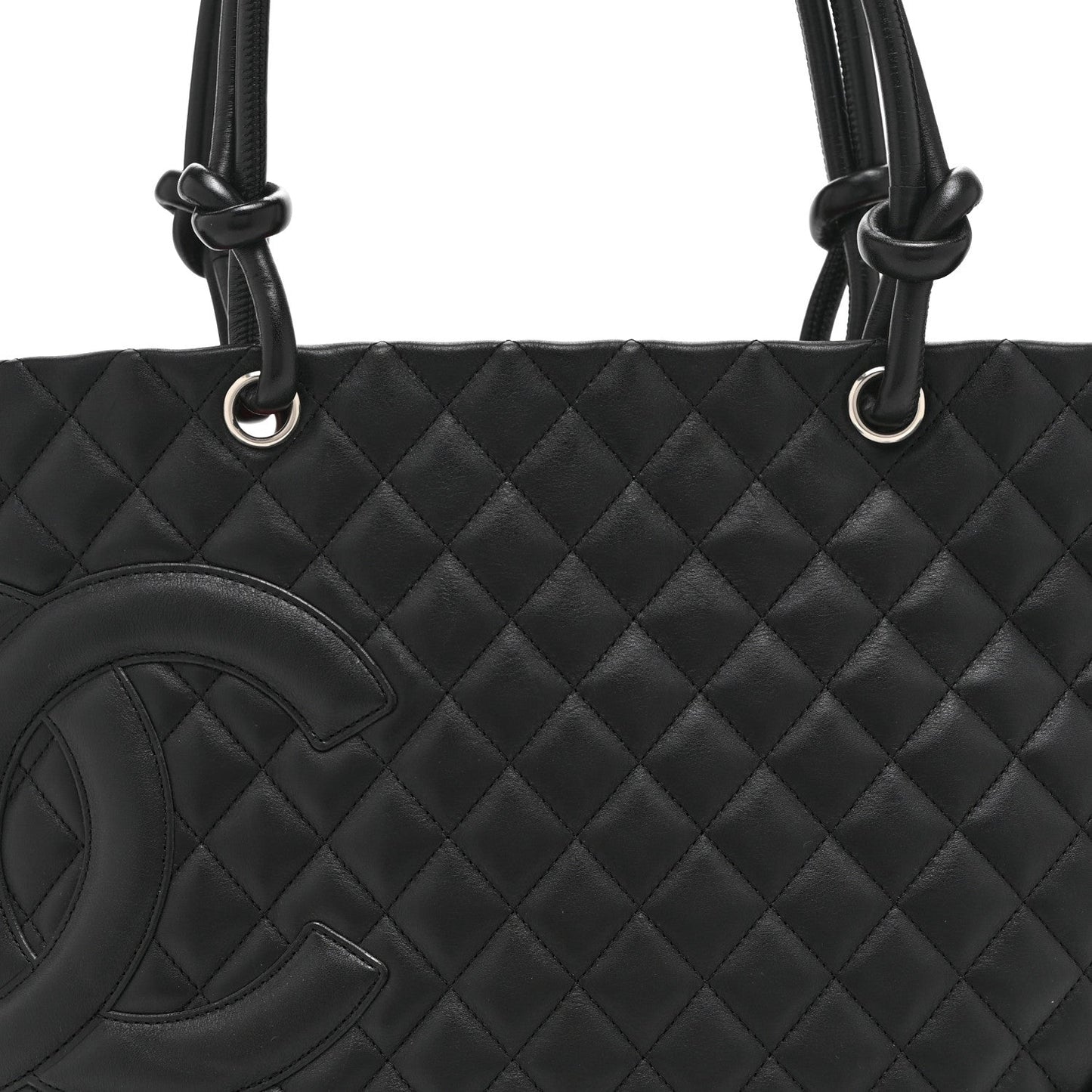 Calfskin Quilted Large Cambon Tote Black