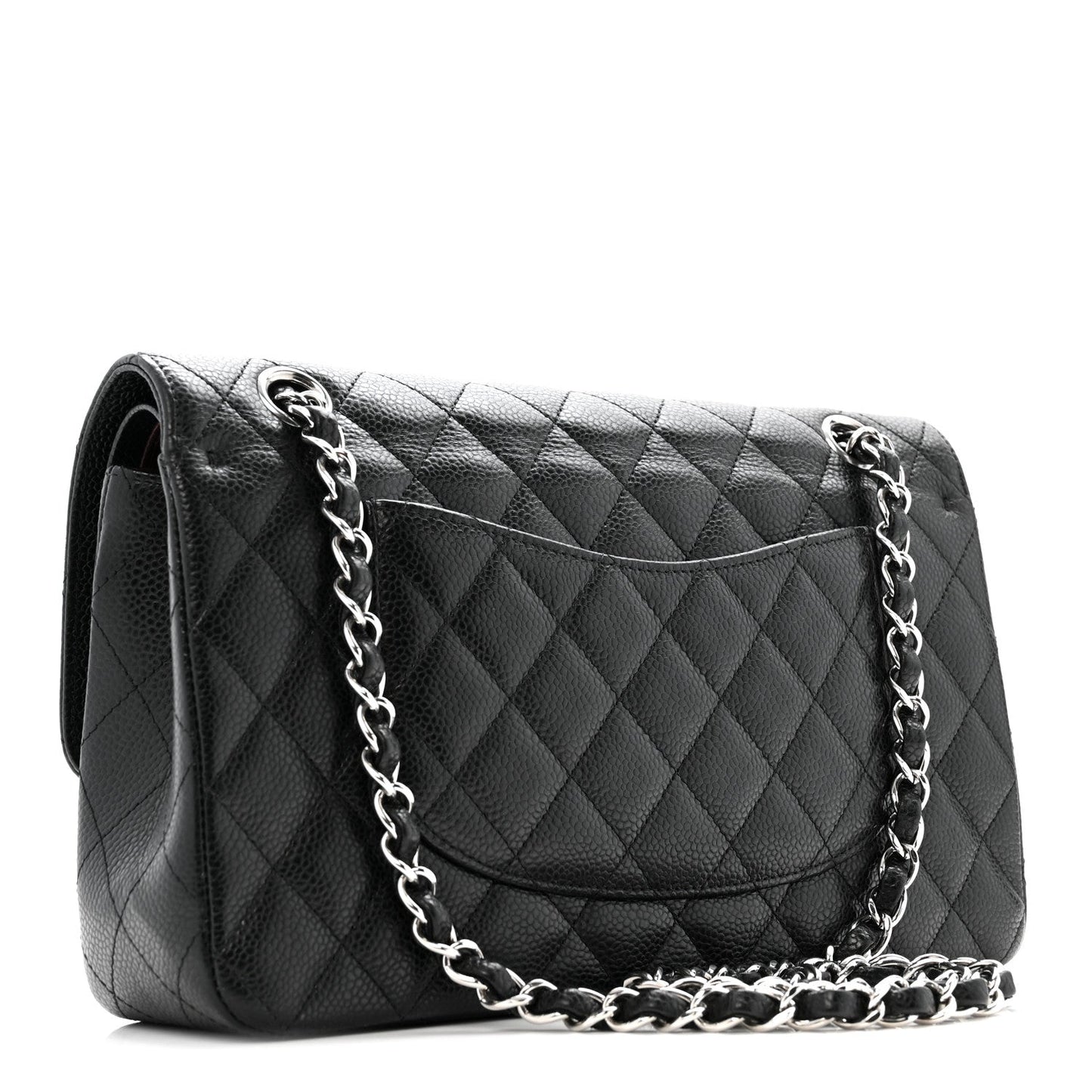 Caviar Quilted Medium Double Flap Black