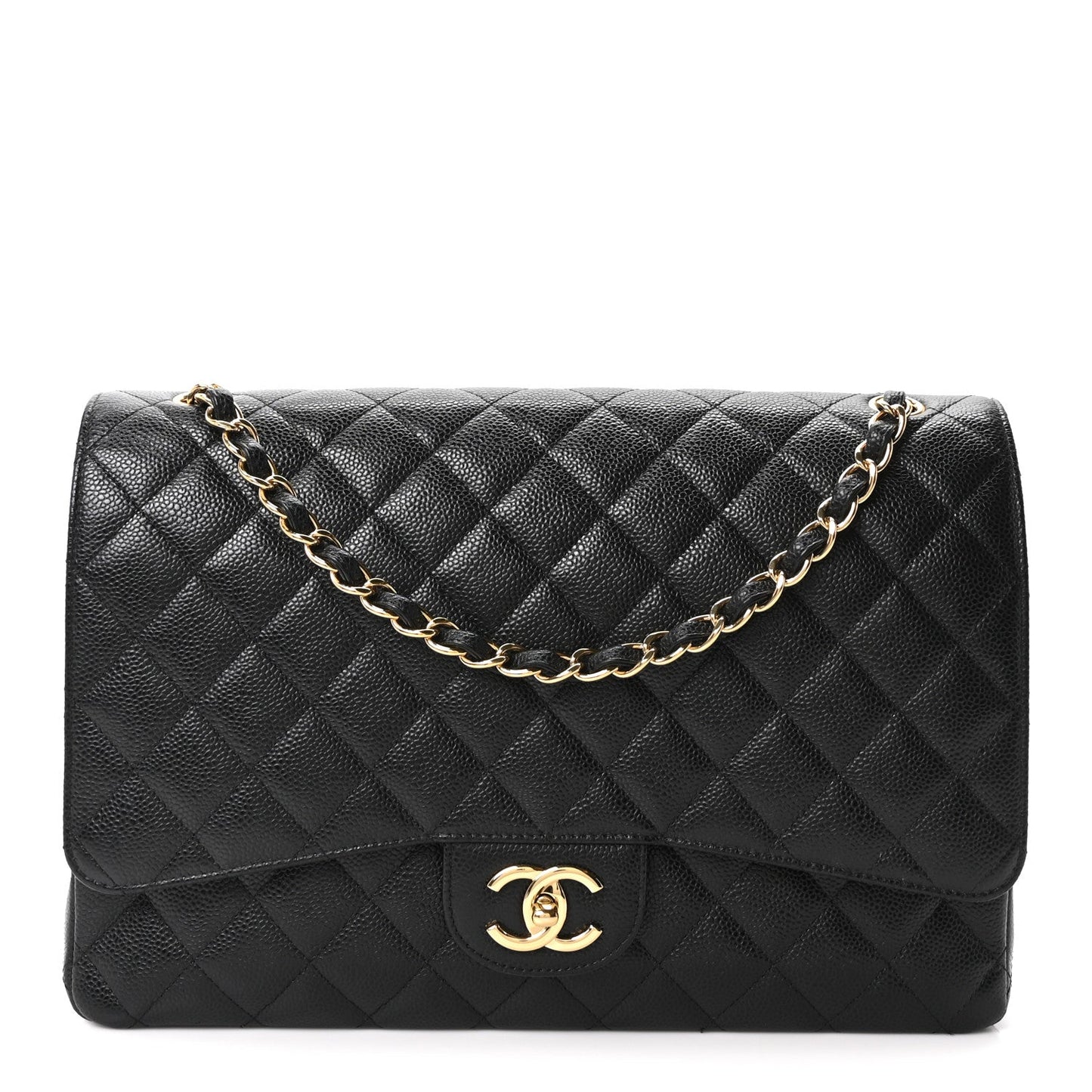Caviar Quilted Maxi Double Flap Black