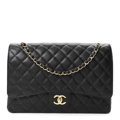 Caviar Quilted Maxi Double Flap Black