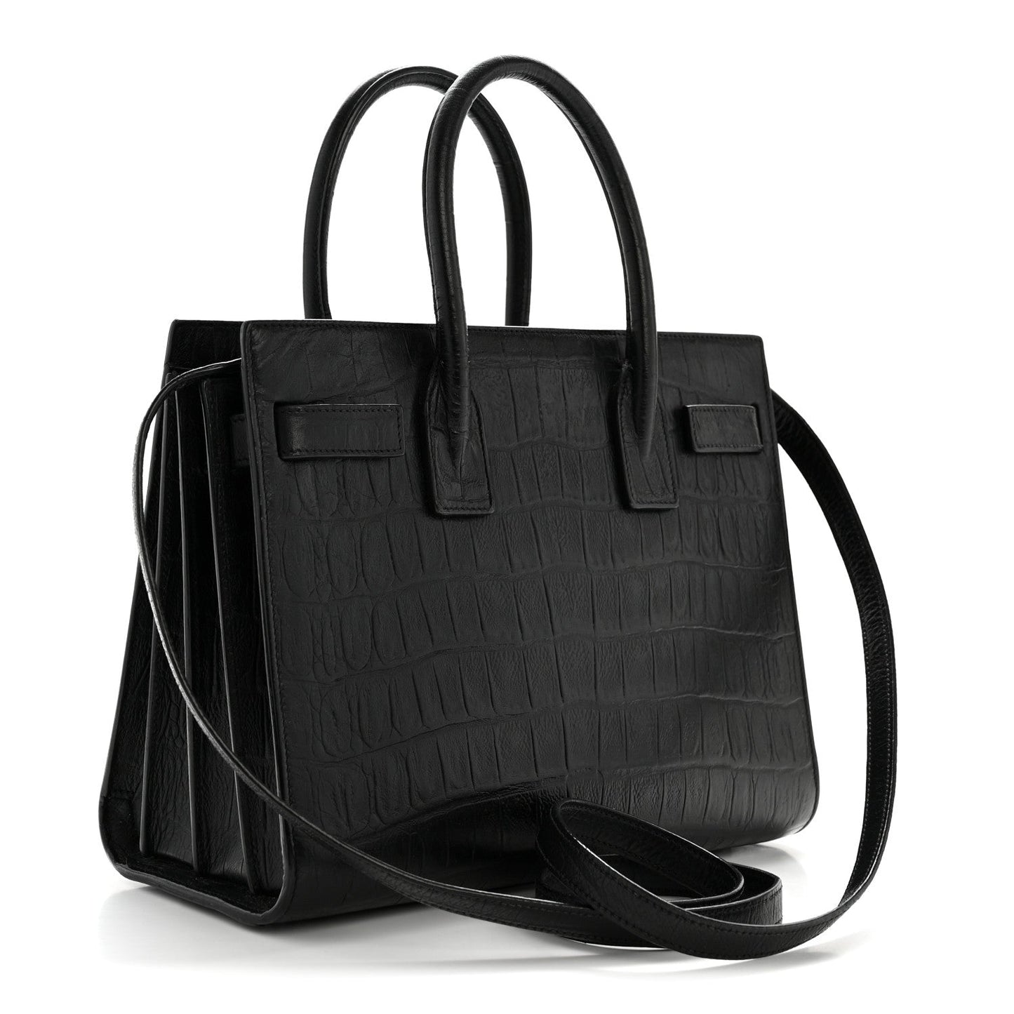 Calfskin Crocodile Embossed Baby Sac De Jour Black