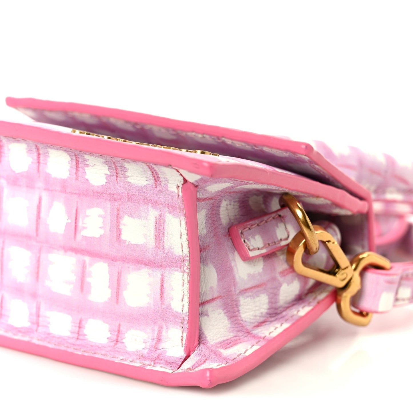 Smooth Calfskin Check Printed Le Chiquito Pink White