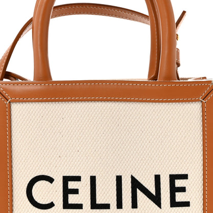 Canvas Calfskin Mini Vertical Cabas Natural Tan