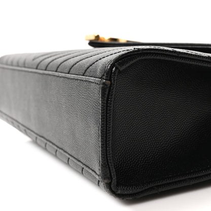 Grain De Poudre Matelasse Chevron Large Monogram Satchel Black