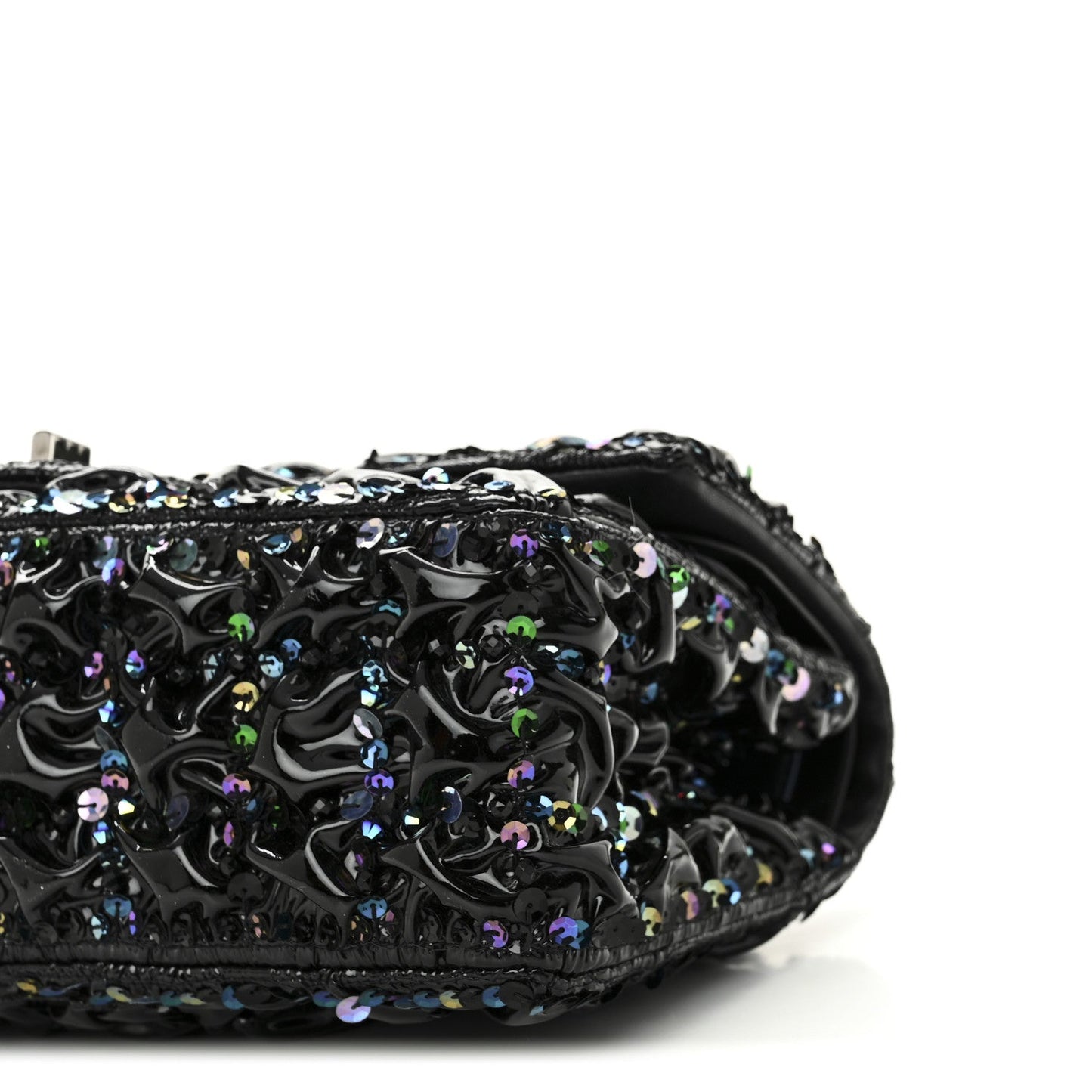 Patent Sequin Crystal Ruched 2.55 Reissue 225 Flap Black