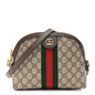 GG Supreme Monogram Textured Dollar Calfskin Web Small Ophidia Dome Shoulder Bag Beige Ebony New Acero