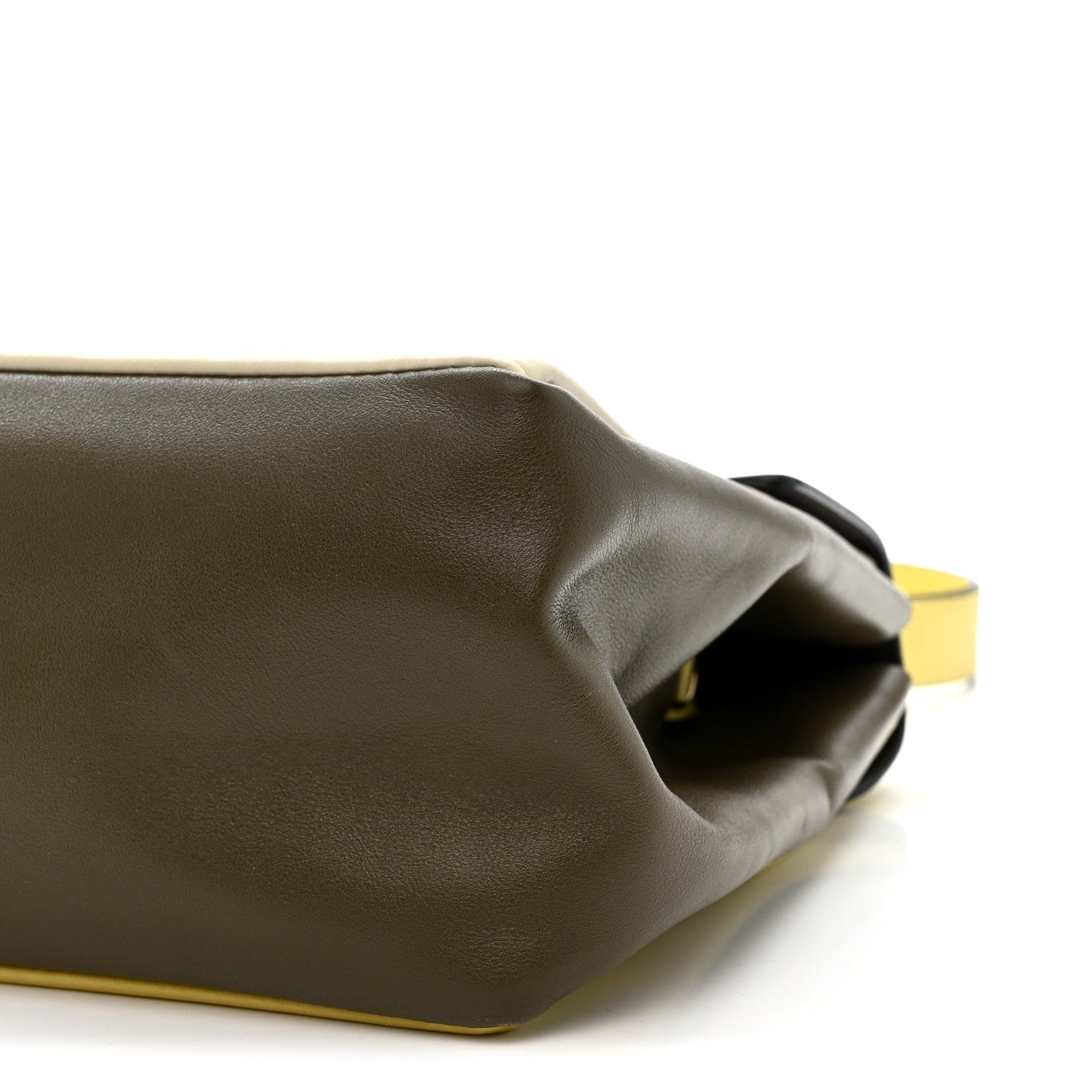 Calfskin Colorblock Mime Single Handle Bag Cream Burgundy Multicolor