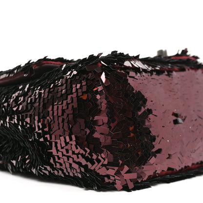 Sequin Embroidered Medium Flap Bordeaux