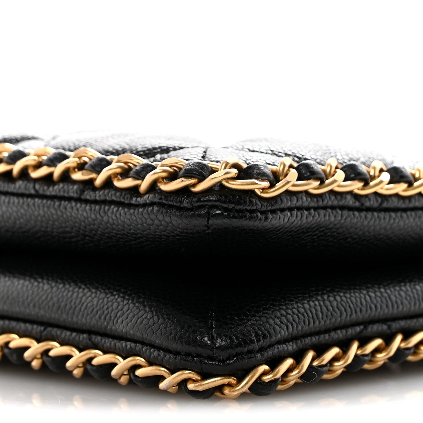 Caviar Quilted Mini Never Ending Chain Tote Black