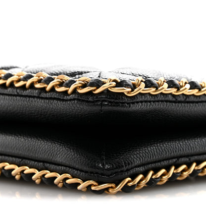 Caviar Quilted Mini Never Ending Chain Tote Black