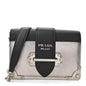 Metallic Vitello Saffiano Cahier Bag Silver Black