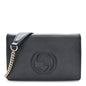 Pebbled Calfskin Soho Wallet On Chain Black