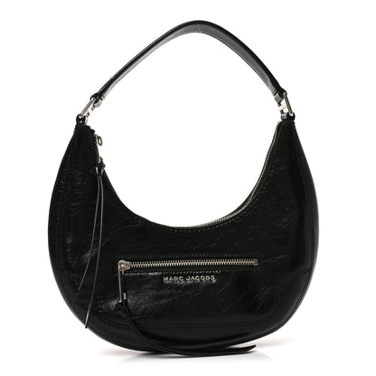 Crinkled Calfskin Crusier Crescent Bag Black