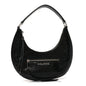 Crinkled Calfskin Crusier Crescent Bag Black