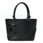 Calfskin Quilted Large Cambon Tote Black