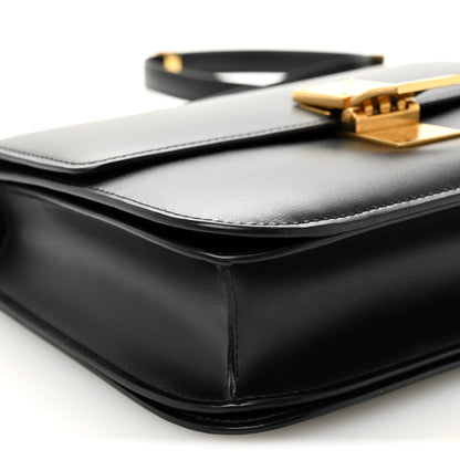 Box Calfskin Medium Classic Box Flap Bag Black