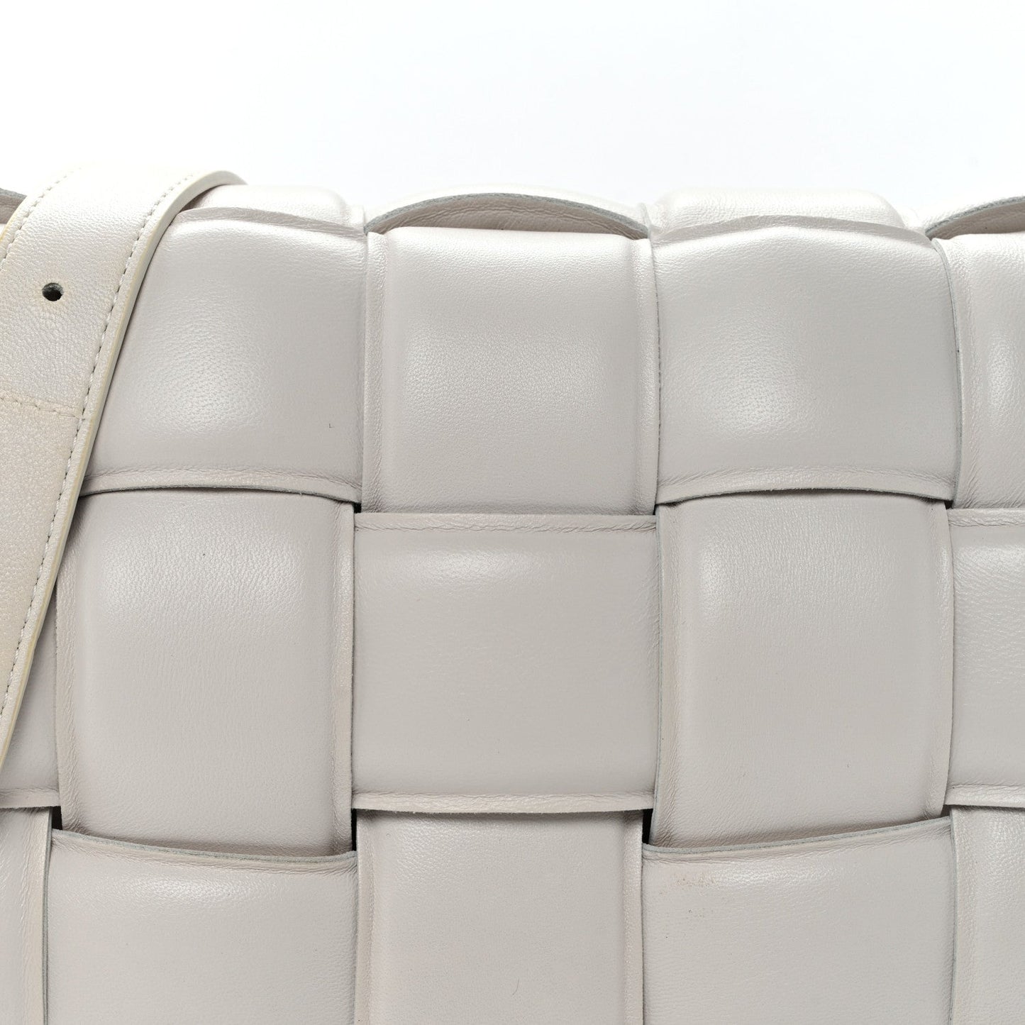 Nappa Maxi Intreccio Padded Cassette Crossbody Bag Chalk