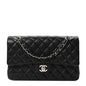 Lambskin Quilted Medium Double Flap Black