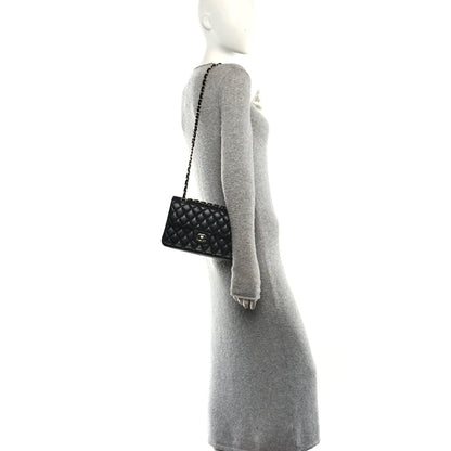 Lambskin Quilted Small Double Flap Black