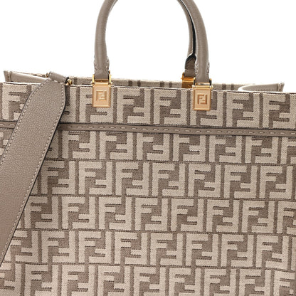 Chenille Vitello Cher FF Medium Fendi Sunshine Shopper Tote Tortora