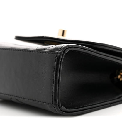 Lambskin Quilted Mini Trendy CC Chain Wallet Black