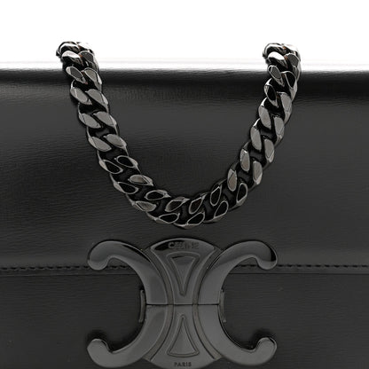 Shiny Calfskin Triomphe Chain Bag Black