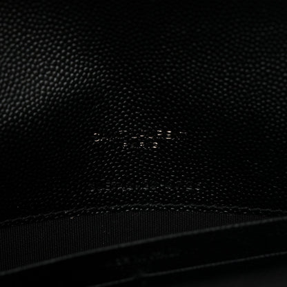 Grain De Poudre Matelasse Chevron Monogram Monochrome Envelope Chain Wallet Black
