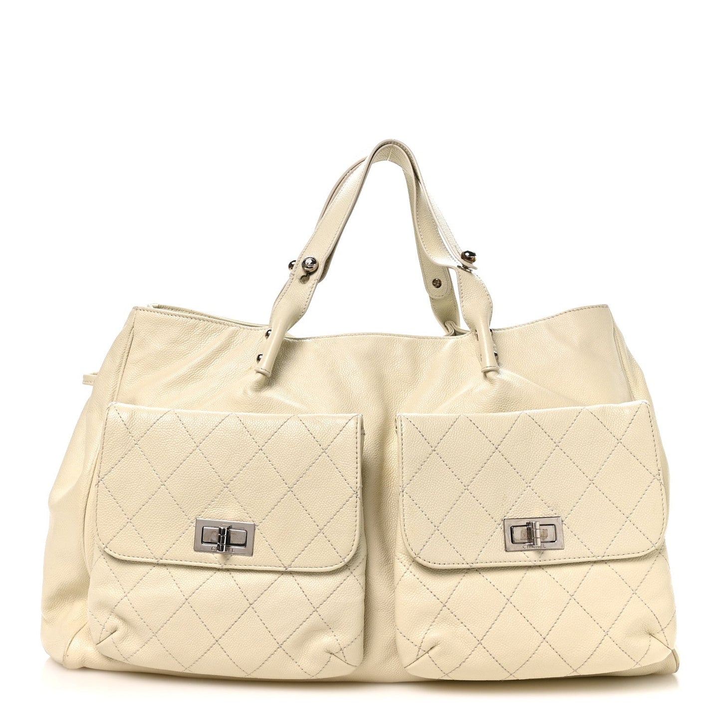 Glazed Caviar Reissue Double Pocket In the City Tote White