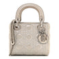 Metallic Lambskin Cannage Mini Lady Dior Silver