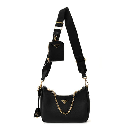 Saffiano Lux Re-Edition 2005 Shoulder Bag Black